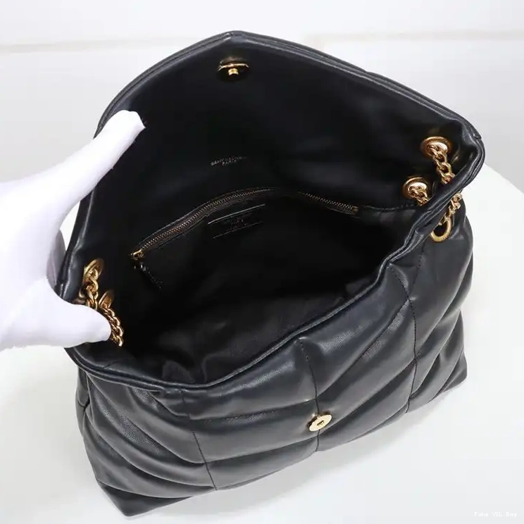 CHEAP Bag In Laurent Puffer Loulou Black Gold Lambskin Quilted Saint Medium 0415